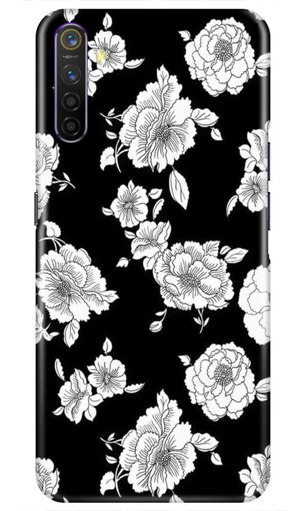 White flowers Black Background Case for Realme XT