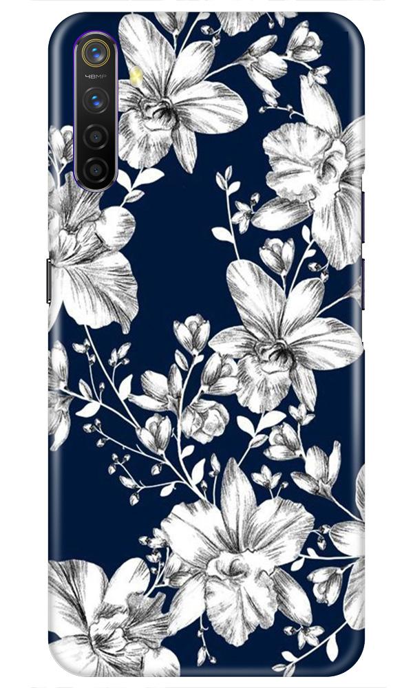 White flowers Blue Background Case for Realme XT