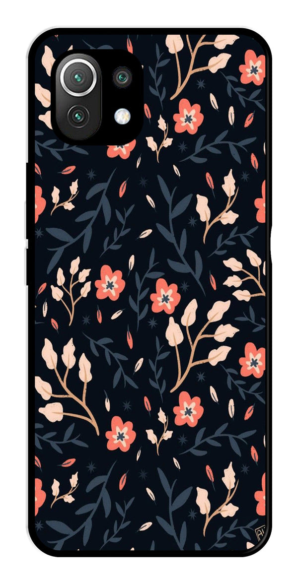 Floral Pattern Metal Mobile Case for Xiaomi 11 Lite 5G   (Design No -10)