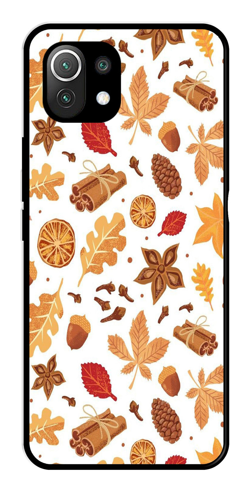 Autumn Leaf Metal Mobile Case for Xiaomi 11 Lite 5G   (Design No -19)