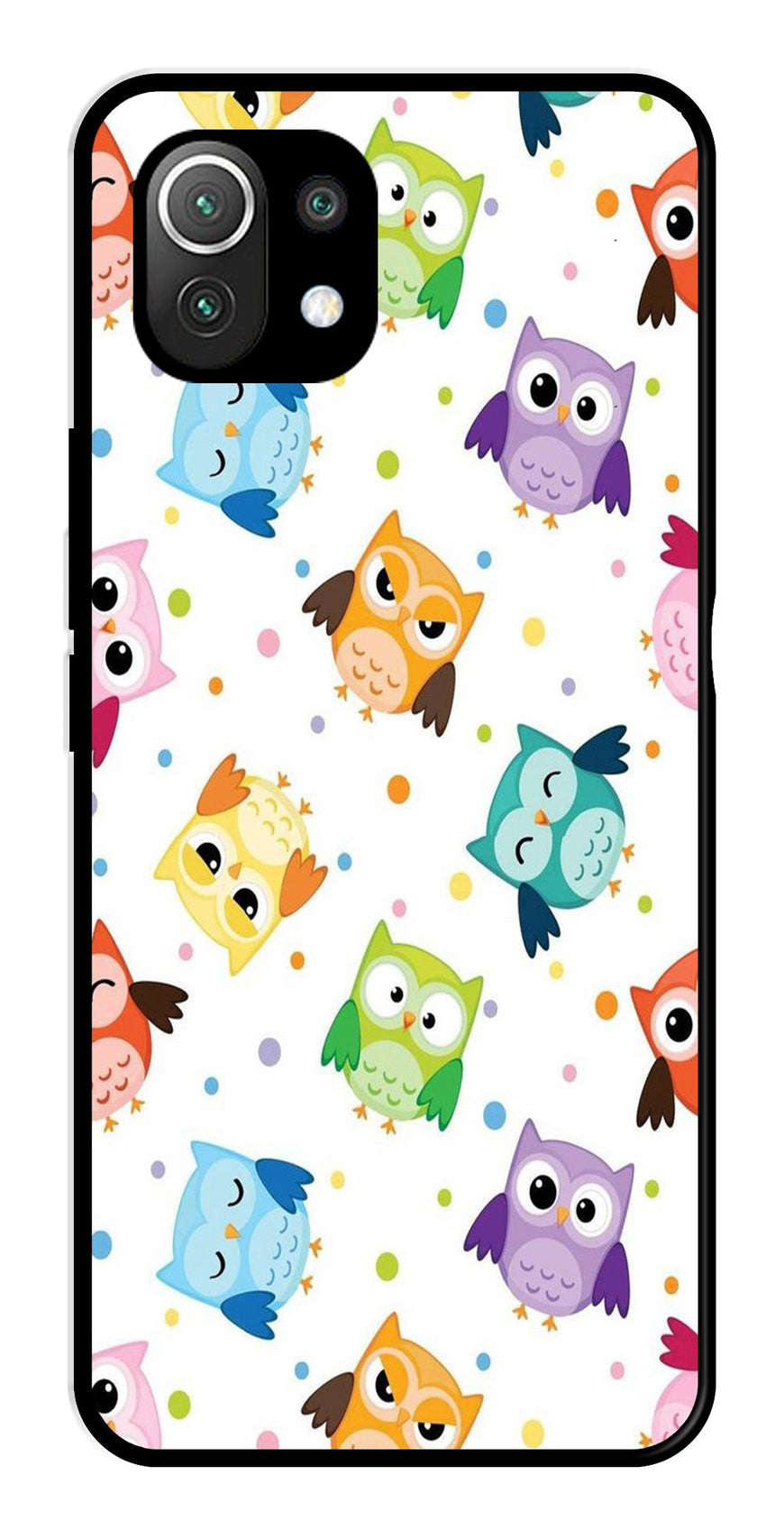 Owls Pattern Metal Mobile Case for Xiaomi 11 Lite 5G   (Design No -20)