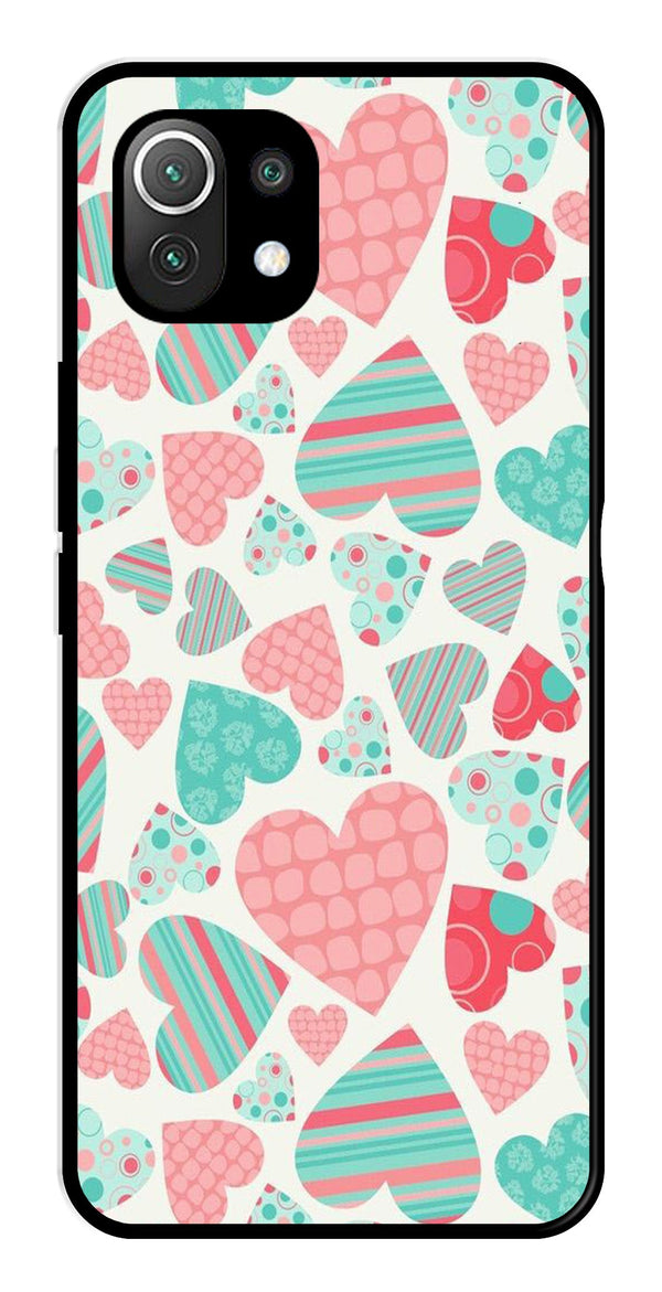 Hearts Pattern Metal Mobile Case for Xiaomi 11 Lite 5G   (Design No -22)