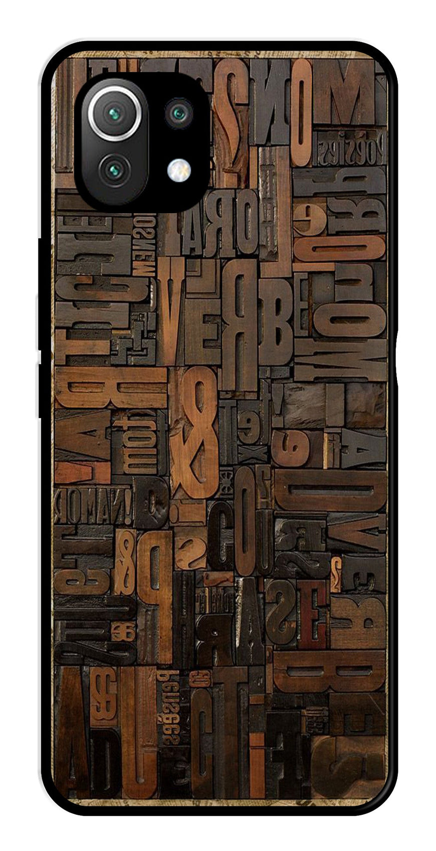Alphabets Metal Mobile Case for Xiaomi 11 Lite 5G   (Design No -32)