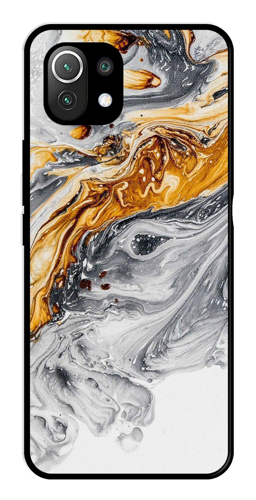 Marble Pattern Metal Mobile Case for Xiaomi 11 Lite 5G   (Design No -36)
