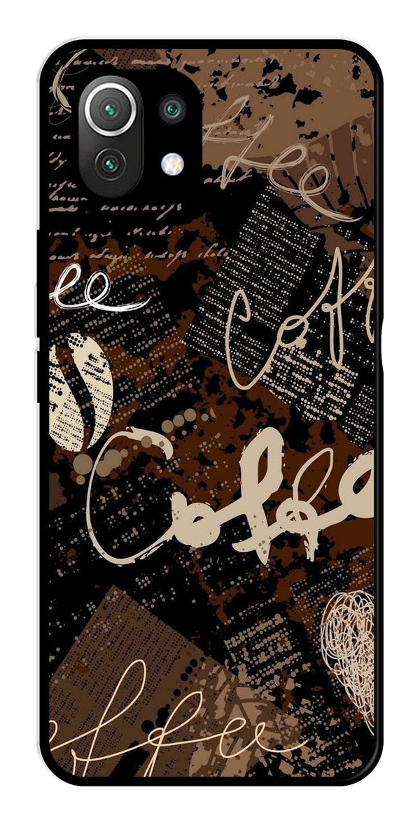 Coffee Pattern Metal Mobile Case for Xiaomi 11 Lite 5G   (Design No -37)