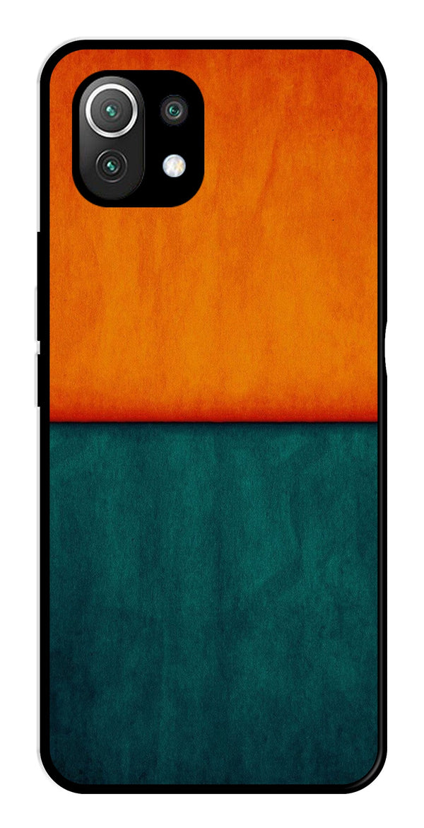 Orange Green Pattern Metal Mobile Case for Xiaomi 11 Lite 5G   (Design No -45)
