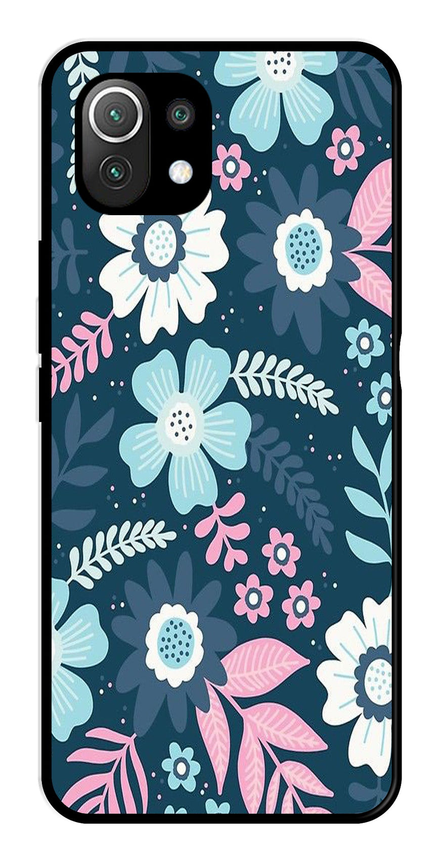 Flower Leaves Design Metal Mobile Case for Xiaomi 11 Lite 5G   (Design No -50)