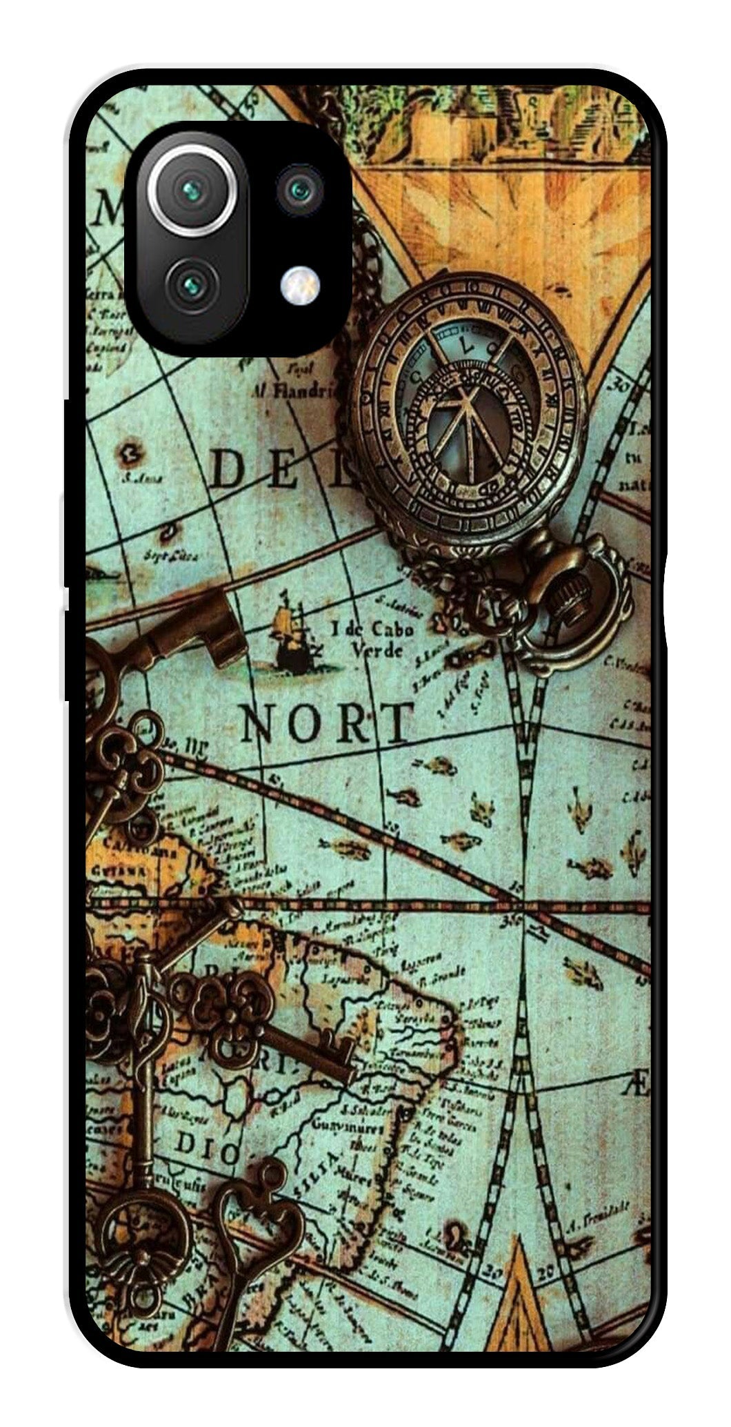 Map Design Metal Mobile Case for Xiaomi 11 Lite 5G   (Design No -54)