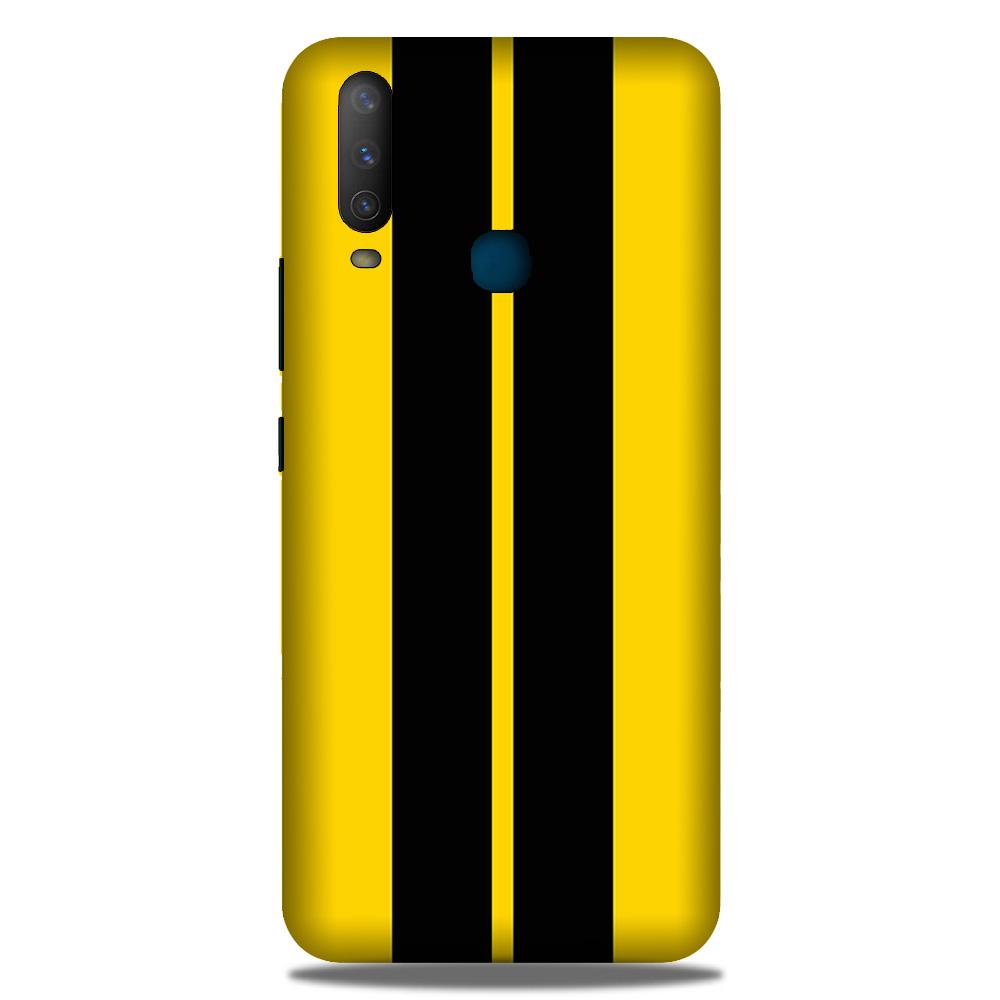 Black Yellow Pattern Mobile Back Case for Vivo U10   (Design - 377)