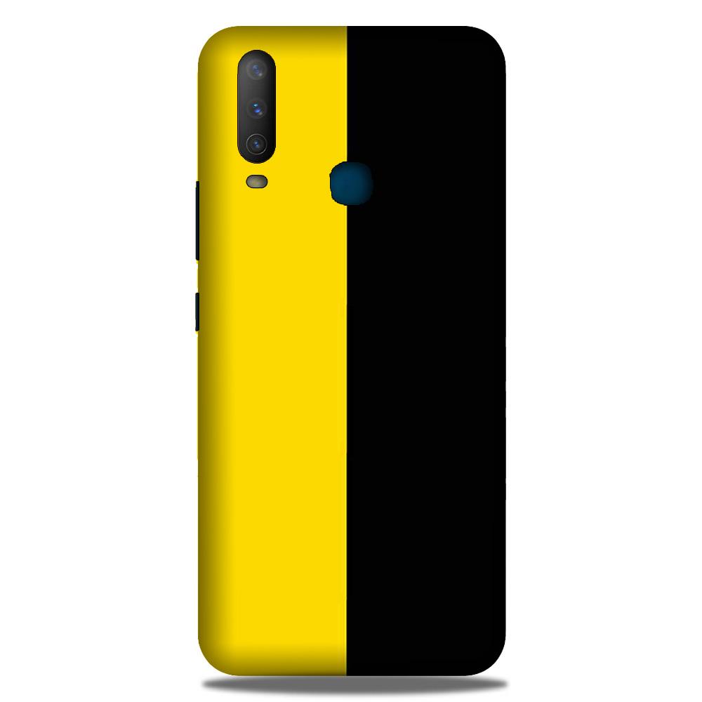 Black Yellow Pattern Mobile Back Case for Vivo U10   (Design - 397)