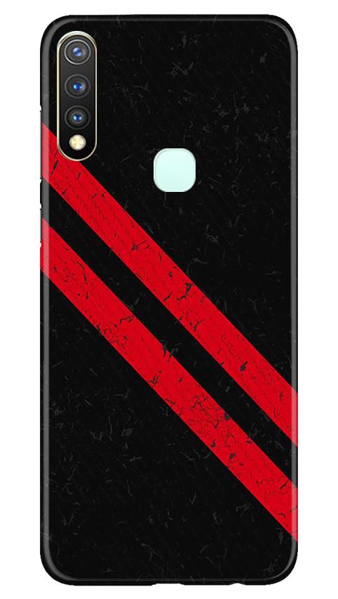 Black Red Pattern Mobile Back Case for Vivo Y19 (Design - 373)