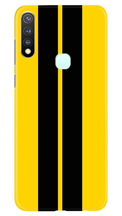 Black Yellow Pattern Mobile Back Case for Vivo Y19 (Design - 377)