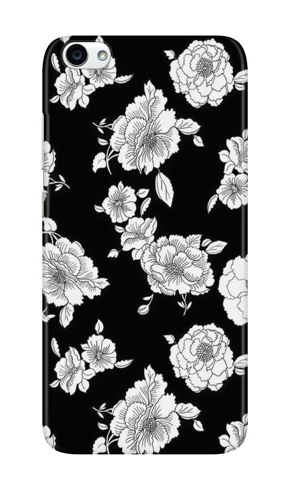 White flowers Black Background Case for Vivo Y55/ Y55s