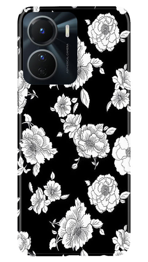 White flowers Black Background Case for Vivo Y56 5G