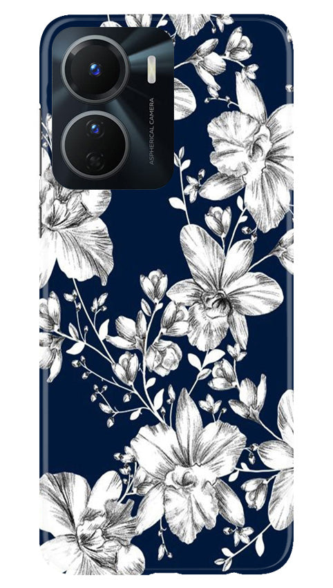 White flowers Blue Background Case for Vivo Y56 5G