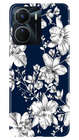 White flowers Blue Background Case for Vivo Y56 5G