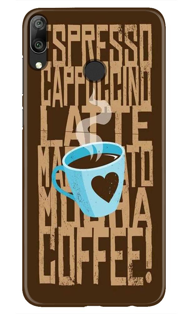 Love Coffee Mobile Back Case for Huawei Y7 (2019) (Design - 351)