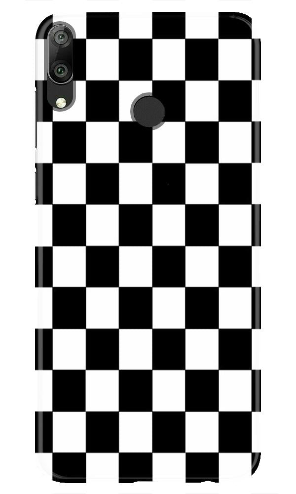 Black White Boxes Mobile Back Case for Huawei Y7 (2019) (Design - 372)