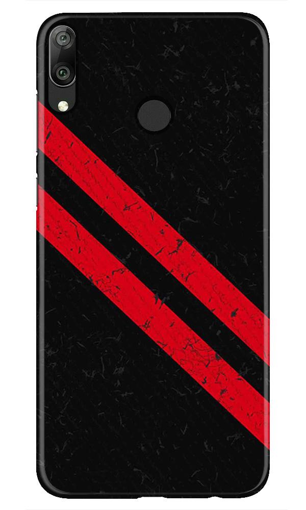 Black Red Pattern Mobile Back Case for Honor Y7 (2019) (Design - 373)