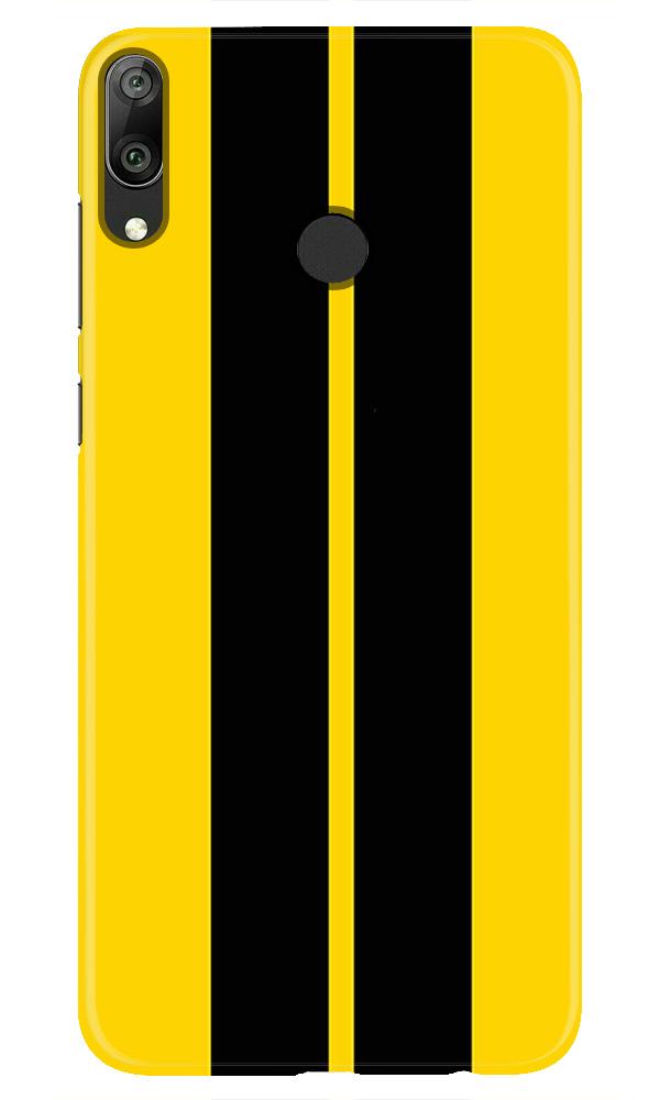 Black Yellow Pattern Mobile Back Case for Huawei Y7 (2019) (Design - 377)