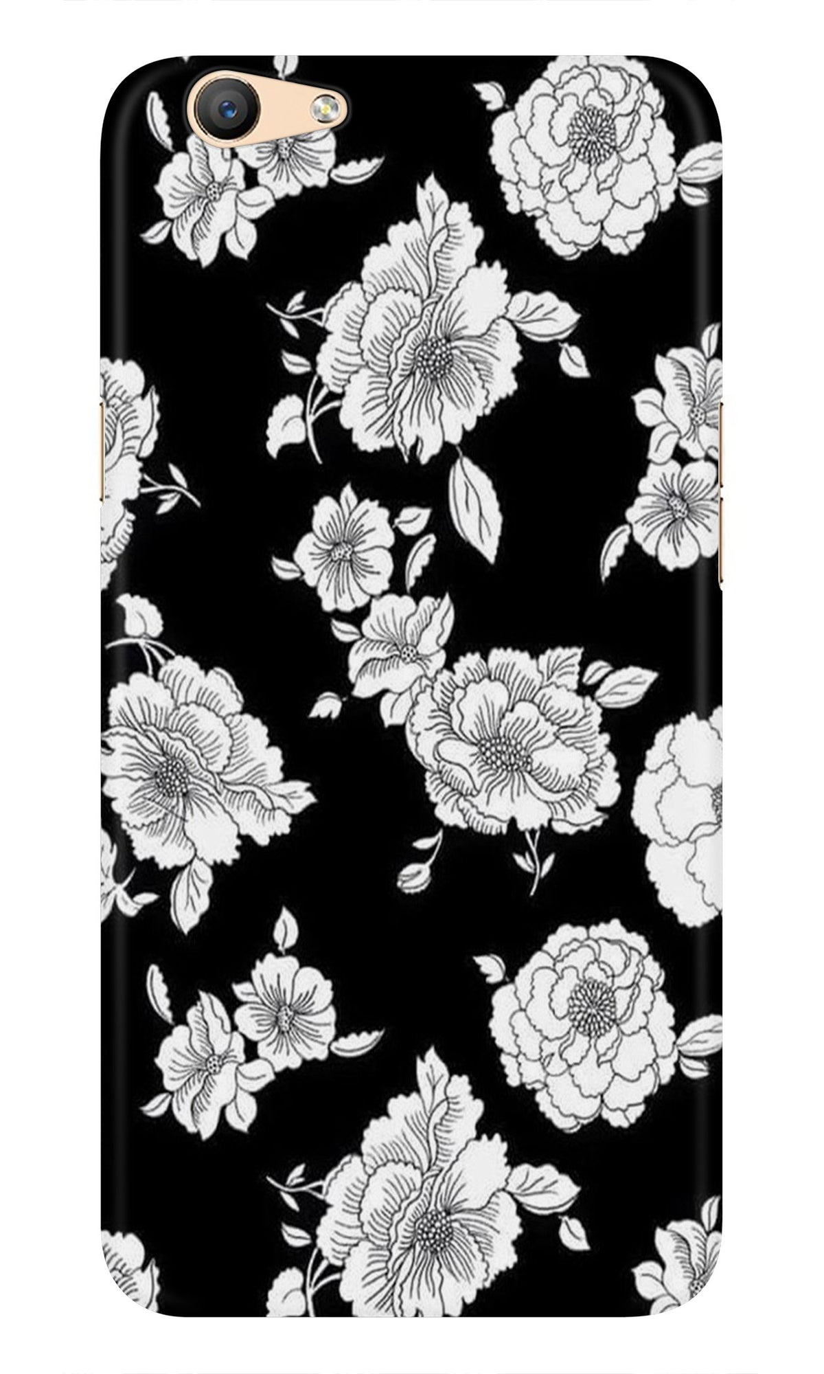 White flowers Black Background Case for Vivo Y81i