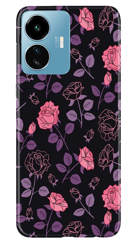 Rose Black Background Case for iQOO Z6 Lite 5G