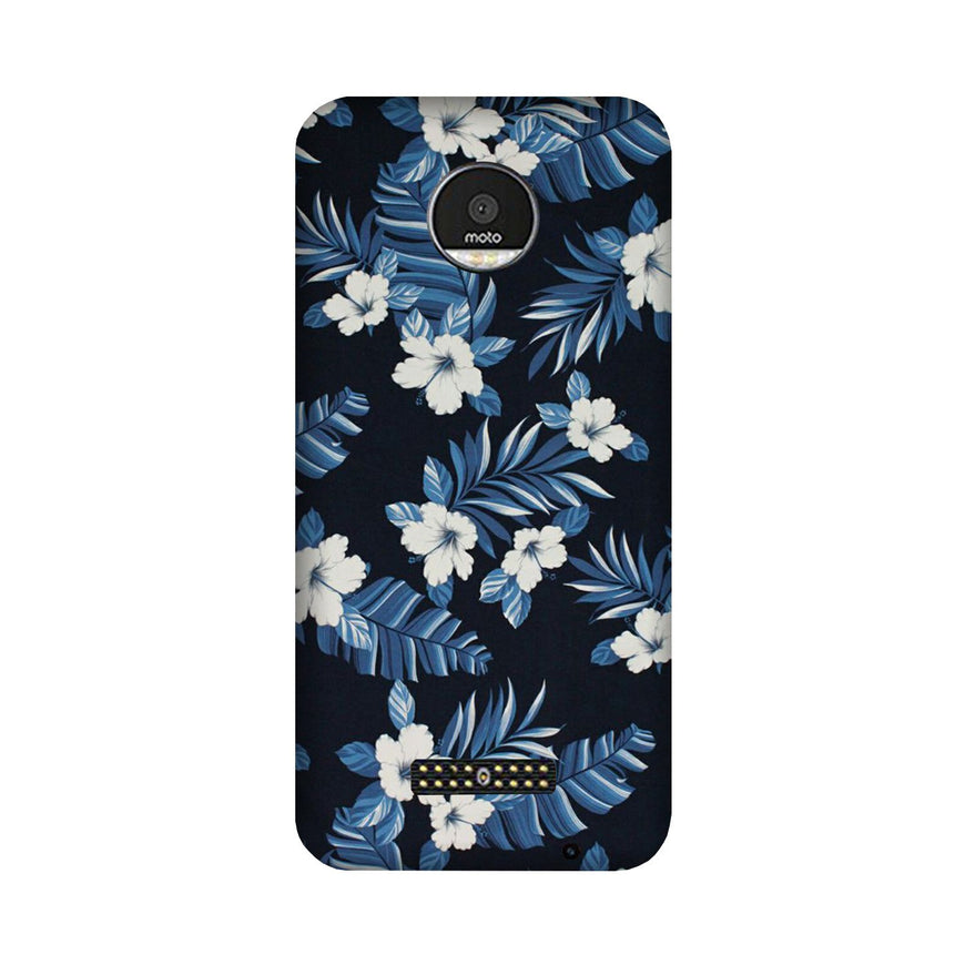 White flowers Blue Background2 Case for Moto Z2 Play