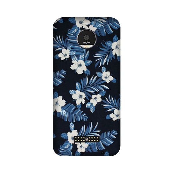 White flowers Blue Background2 Case for Moto Z3 Play