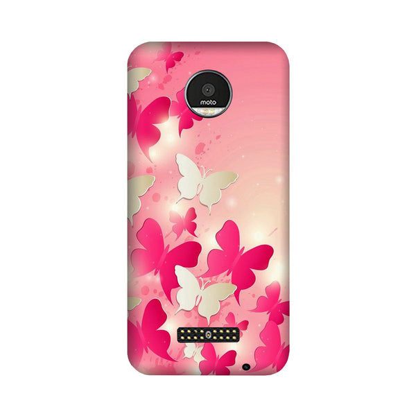 White Pick Butterflies Case for Moto Z3 Play