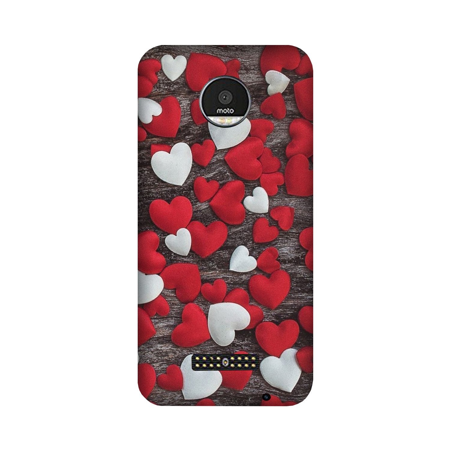 Red White Hearts Case for Moto Z2 Play(Design - 105)