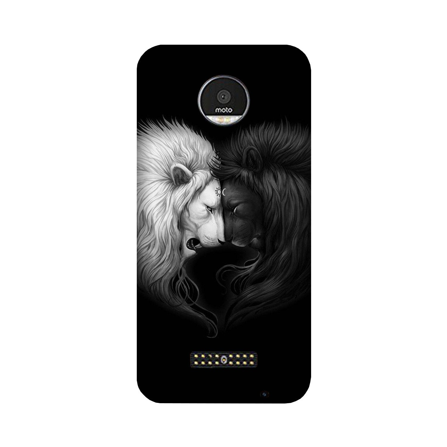 Dark White Lion Case for Moto Z2 Play  (Design - 140)