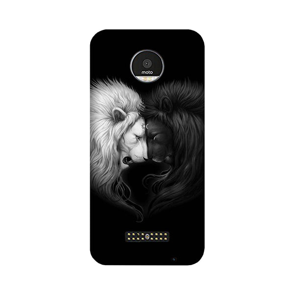 Dark White Lion Case for Moto Z3 Play  (Design - 140)