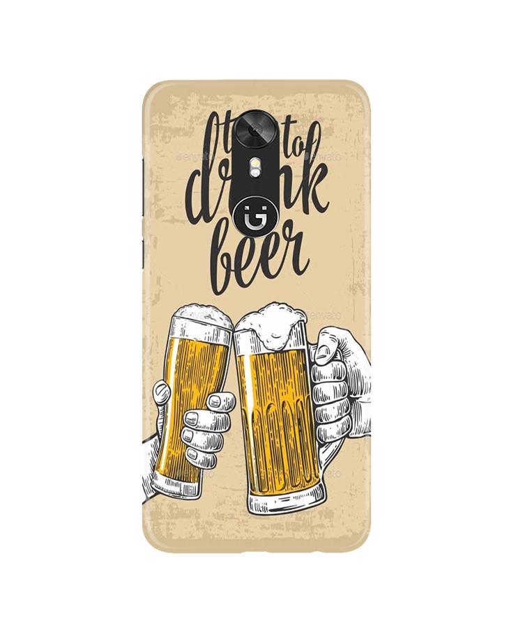 Drink Beer Mobile Back Case for Gionee A1 (Design - 328)