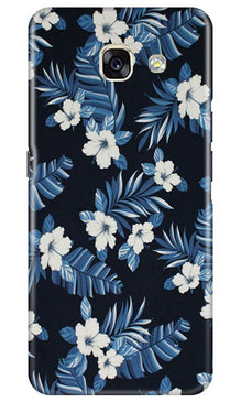 White flowers Blue Background2 Mobile Back Case for Samsung A5 2017 (Design - 15)