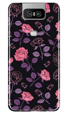 Rose Black Background Mobile Back Case for Asus Zenfone 6z (Design - 27)