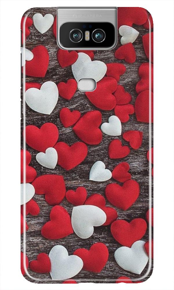 Red White Hearts Case for Asus Zenfone 6z(Design - 105)