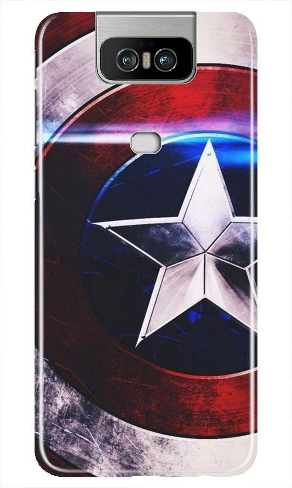 Captain America Shield Case for Asus Zenfone 6z (Design No. 250)