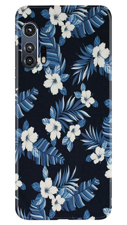 White flowers Blue Background2 Case for Moto Edge Plus