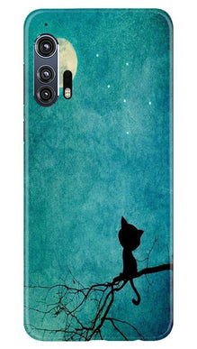 Moon cat Mobile Back Case for Moto Edge Plus (Design - 70)