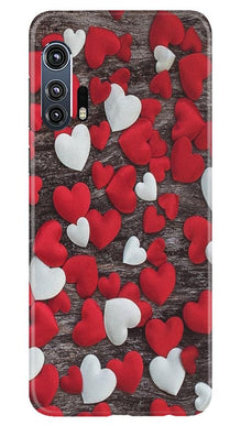 Red White Hearts Mobile Back Case for Moto Edge Plus  (Design - 105)