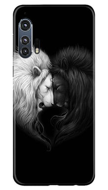 Dark White Lion Mobile Back Case for Moto Edge Plus  (Design - 140)
