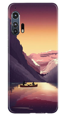 Mountains Boat Mobile Back Case for Moto Edge Plus (Design - 181)