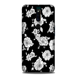 White flowers Black Background Case for Oppo F11 Pro