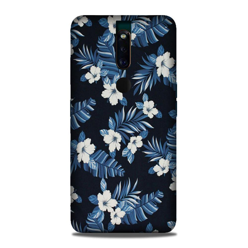 White flowers Blue Background2 Case for Oppo F11 Pro