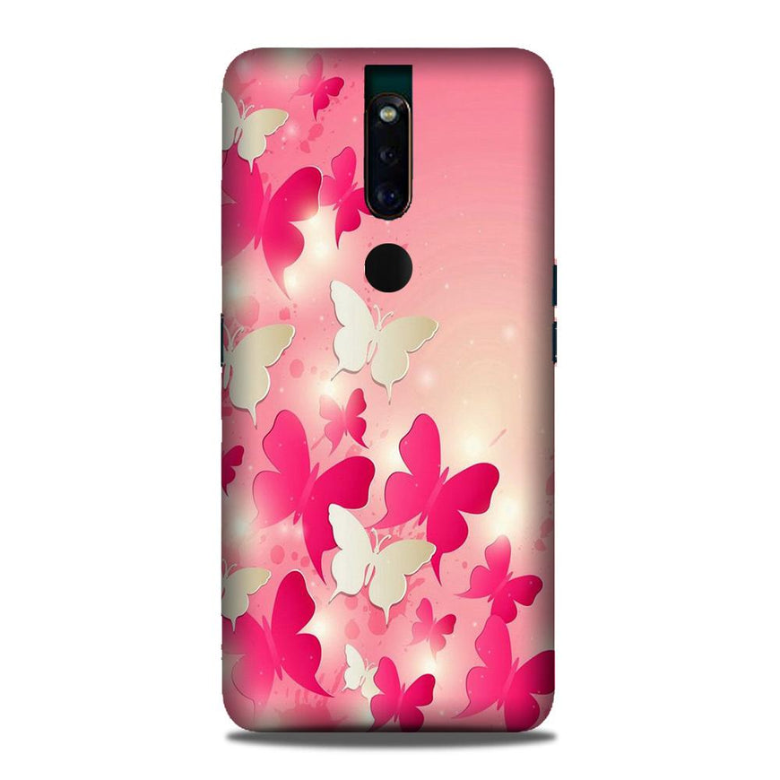 White Pick Butterflies Case for Oppo F11 Pro
