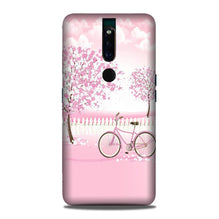 Pink Flowers Cycle Mobile Back Case for Oppo F11 Pro  (Design - 102)