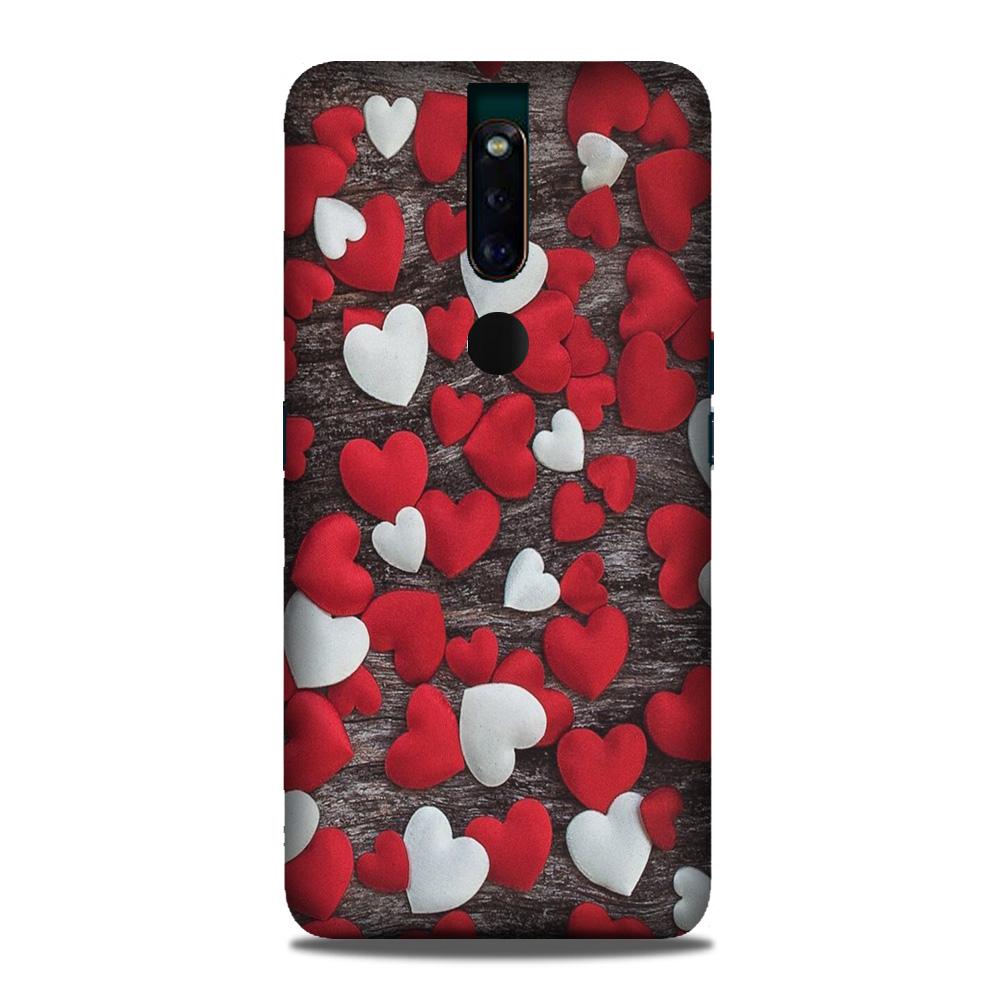 Red White Hearts Case for Oppo F11 Pro(Design - 105)