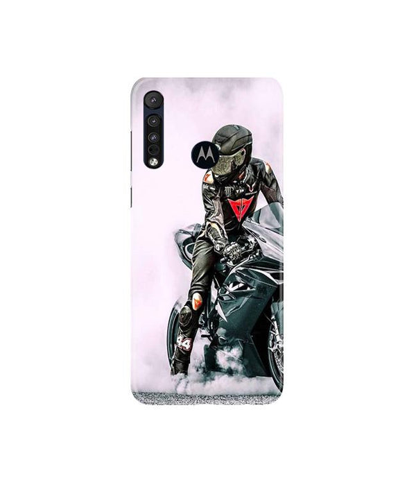 Biker Mobile Back Case for Moto G8 Plus (Design - 383)