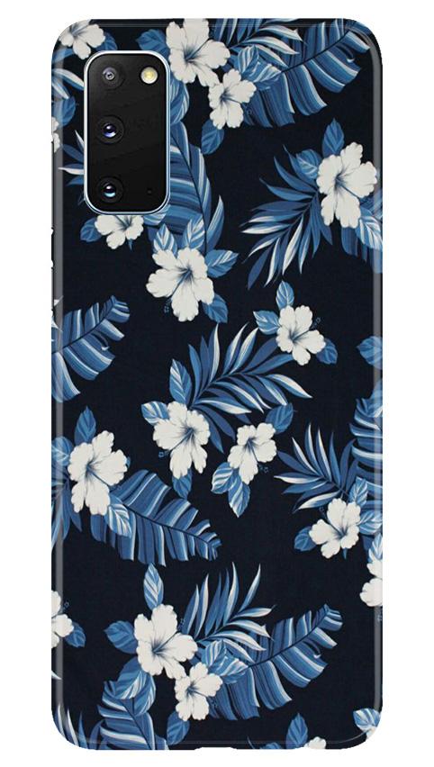White flowers Blue Background2 Case for Samsung Galaxy S20
