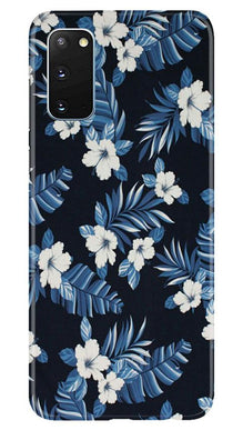 White flowers Blue Background2 Mobile Back Case for Samsung Galaxy S20 (Design - 15)
